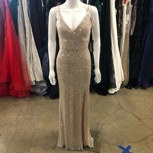 La Femme Silver Sequin Prom Dress - Style 28616